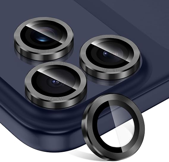 for iPhone 17 Pro/iPhone 17 Pro Max Camera Lens Protector, Individual Metal Ring Tempered Glass Lens Cover,[Strong Adsorption] Scratch Resistant Thin HD Clear Lens Cover,1 Set-Black