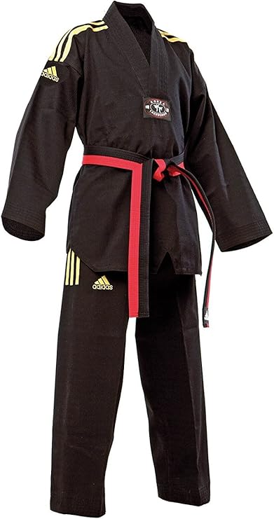 adidas Champion II TKD Uniform - Black w/Yellow V-Neck - 2