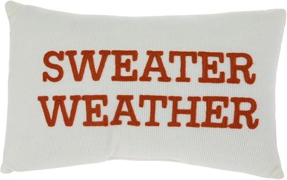 Hobby Lobby Sweater Weather Throw Pillow, White and Orange, 10x16 Inch