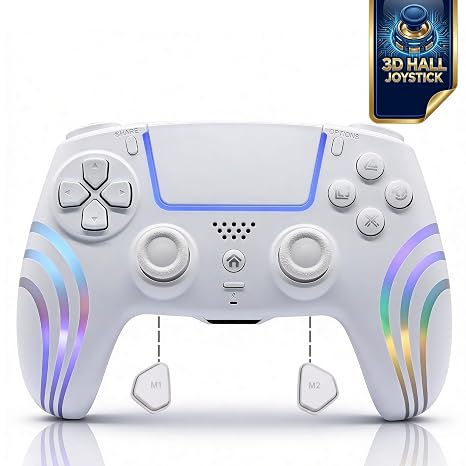 CtrlXs Wireless RGB Controller for PS5, PS5 Slim, PS5 Pro and PC Hall Effect Anti Drift Joysticks, Fast Response Triggers, Programmable Turbo Buttons, Dual Vibration, 6-Axis Motion Sensor Gamepad