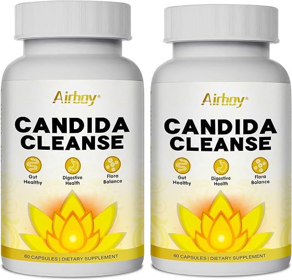 Airboy Candi Support,Gut Colon Cleanse Detox for Women & Men,Candi Support with Oregano Leaf, Caprylic Acid,Wormwood, Black Walnut-60 Counts x 2 Pack