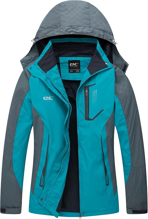 Womens Waterproof Jacket Ladies Hooded Raincoat Softshell