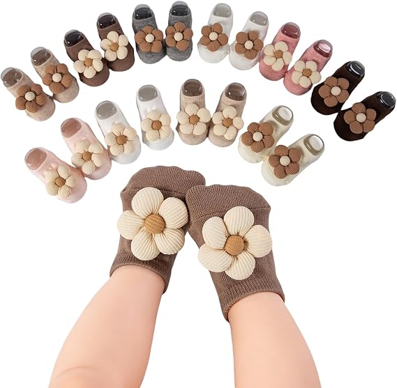 Baby Girl Socks Cute Flower Animal Non-Slip Grip Cotton Ankle Socks for Babies Infants Girl Baby Gifts for Girls