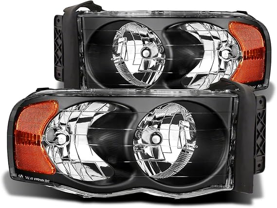 Raxiom Crystal Headlights; Black Housing; Clear Lens Compatible For 02-05 RAM 1500