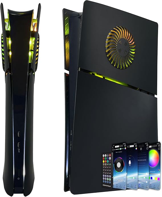 Cover Plates for P5 Slim Digital Edition with RGB Light Strip and Dust Filter, DOBEWINGDELOU 400+ Effects LED Light Console Faceplate Replacement Shell DIY Decoration Kit Accessories Black