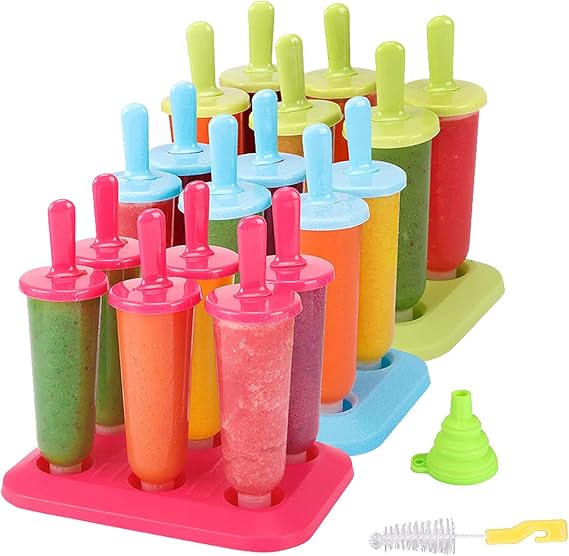 3 Sets Popsicle Molds Ice Pop Maker with Funnel Brush