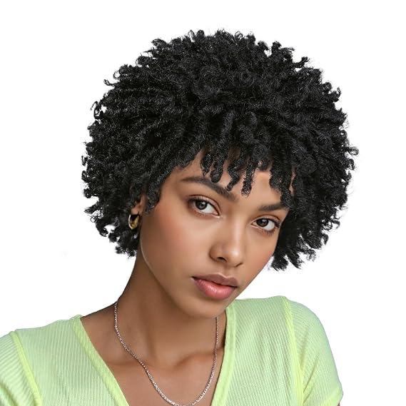 HANNE Short Dreadlock Wig for Black Women and Men Afro Faux Locs Dreads Wig Heat Resistant Short Twist Braided Wigs for Black Women (1B)