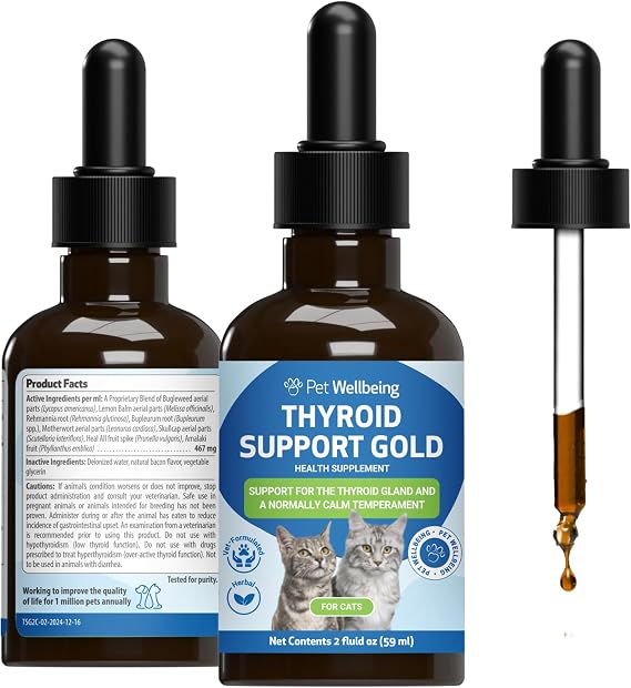 Pet Wellbeing Thyroid Support Gold for Cats - Thyroid Support, 2 oz