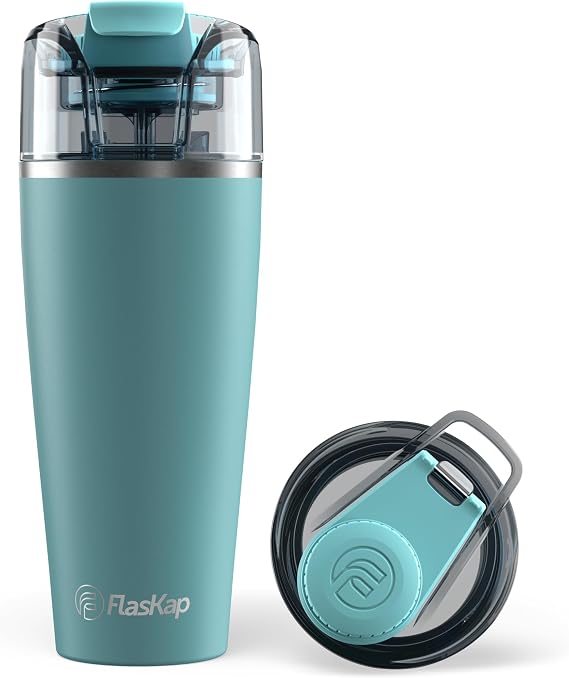 Flaskap Madic System: 9oz Mixed Drink Tumbler Attachment and 30oz Stainless Steel Water Bottle, Removable Hidden Flask Reservoir