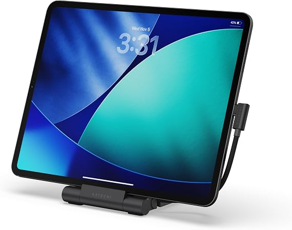 Satechi OntheGo Foldable USB-C Stand Hub, 4K/60Hz HDMI Display, Space Black | 100W power delivery charging, fits tablets, laptops, smartphones up to 13 inches
