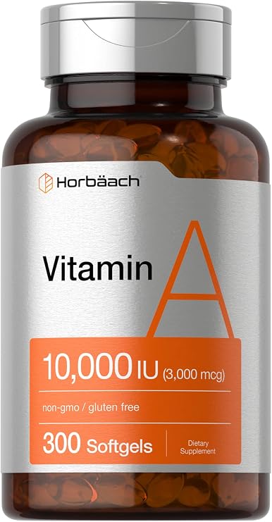 Horbaach Vitamin A 10000 IU Softgels | 300 Count | Non-GMO, Gluten Free Supplement