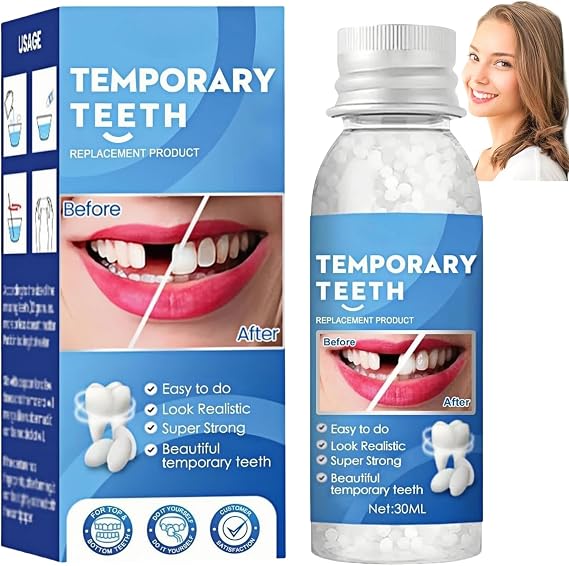 Temporary Tooth Filling Repair Kit, Moldable False Teeth, Teeth Filling Repair Kit Permanent, Dental Repair-Kits for Broken-Teeth, Bridges Gaps and Replaces Chipped-Teeth with False-Teeth and Fillers