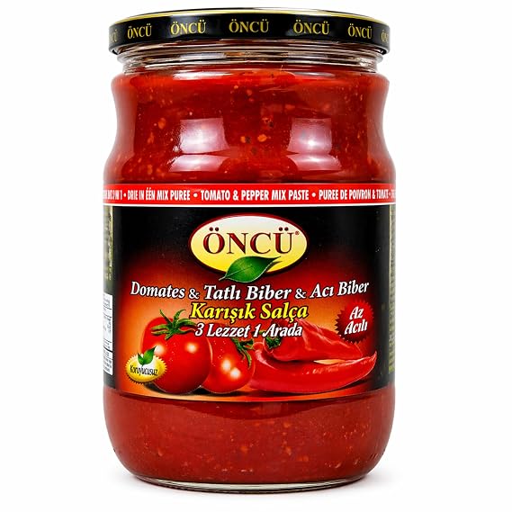 Oncu Traditional and Natural Pastes (Turkish) (Mix 3 in 1 (Hot & Mild Pepper and Tomato) Paste, 700 Gr / 24.64 Oz)