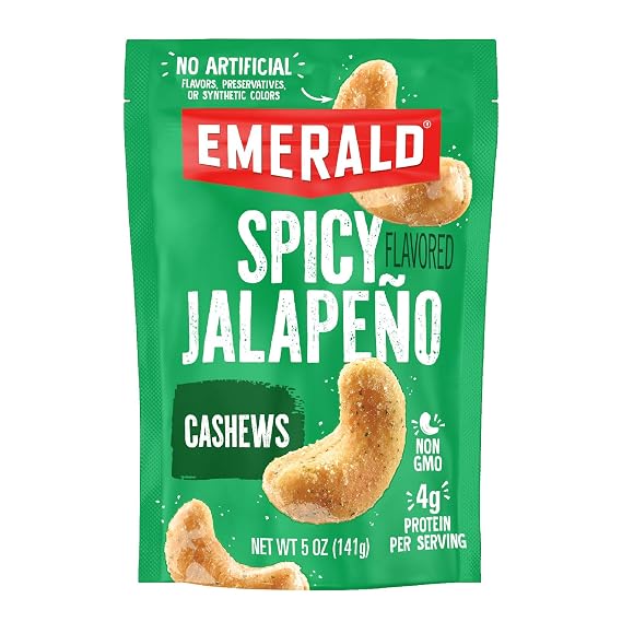 Emerald Jalapeno Seasoned Cashews, 5oz Resealable Bag