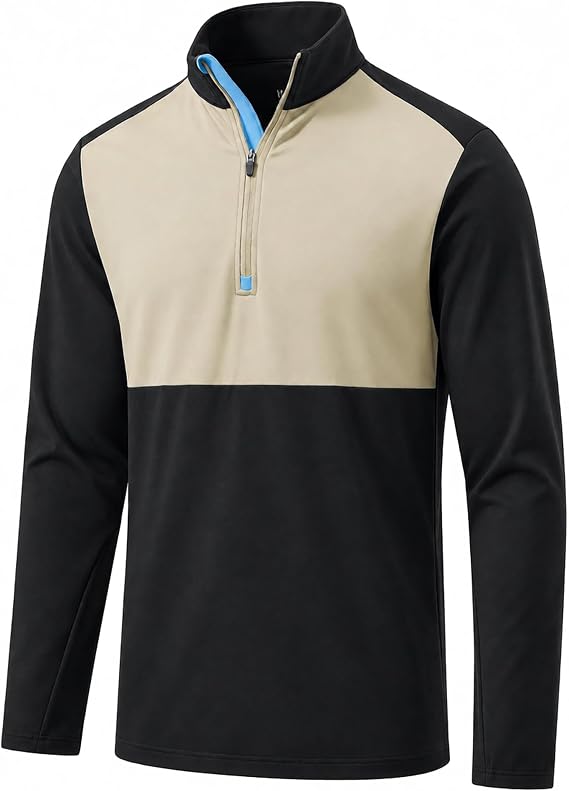 M MAELREG Quarter Zip Pullover Men Moisture Wicking Fleece lined Dry Fit Mock Neck Golf 1/4 Zip Pullover Mens Sweatshirt