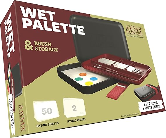 The Army Painter Wet Palette, for Acrylic Paint, Incl. 50 Sheets, 2 Foams & Paint Brush Storage - for Miniature Painting, D&D & Warhammer