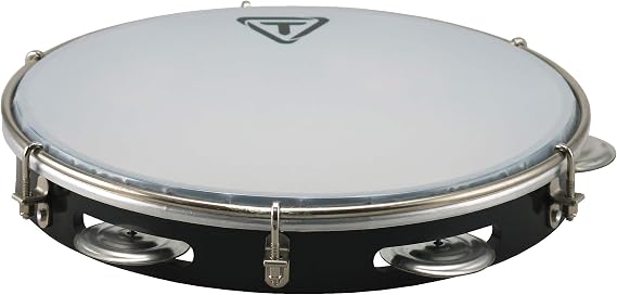 Tycoon Percussion TPD-10AB 10 Black ABS Pandeiro, Versatile Brazilian Drum for Samba & Jazz, High-Strength ABS Shell, Synthetic Head, Brushed Nickel Hardware, 5 Jingle Sets, Tunable Design