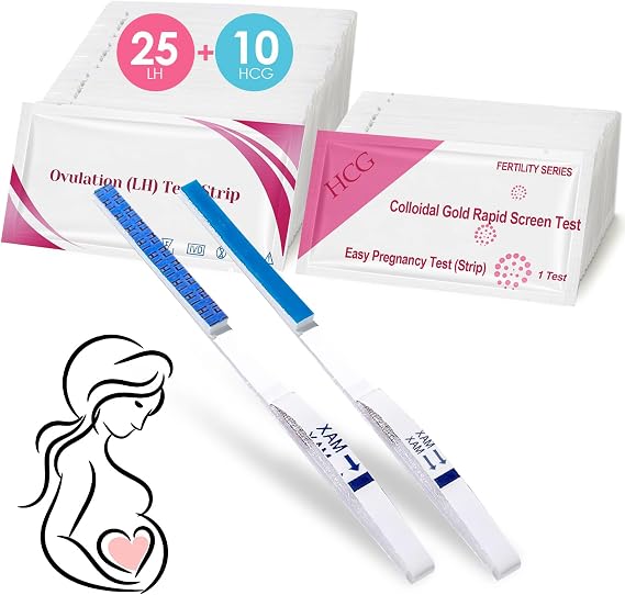 25 Ovulation Test Strips and 10 Pregnancy Test Strips, Ovulation & Fertility Test Kits, Ovulation Test and Pregnancy Test Early Detection, Highly Sensitive 20miu/ml Test