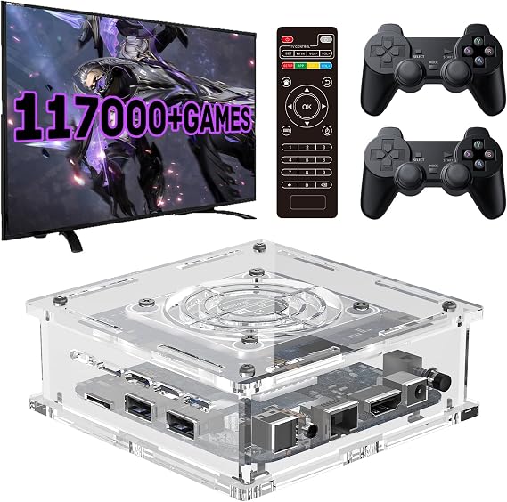 Super Console X PRO Plus, Retro Game Console 256GB Built-in 117,000+ Games, Video Game Console Systems with 2 Wireless Controllers, Compatible with PS1/PSP/MAME, for 4K TV HD/AV Outp