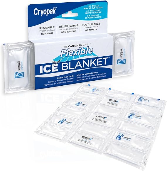 Cryopak Flexible Reusable Ice Packs for Cooler, Cold Therapy or Lunch Boxes, Alternative to Ice Cube Trays and Cut to Size First Aid Packs for Injuries