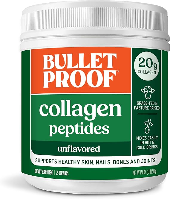Bulletproof Unflavored Collagen Peptides Protein Powder, 17.6 oz | 20g Grass-Fed Pasture-Raised Collagen Protein and Amino Acids for Skin, Bones and Joints