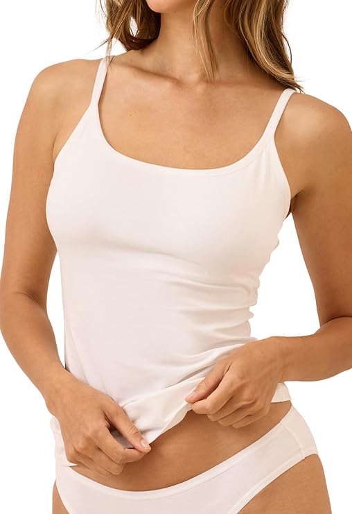 Pact Organic Cotton Women's Camisole Tank Tops with Built in Bras and Adjustable Spaghetti Strap, Undershirt Support Cami
