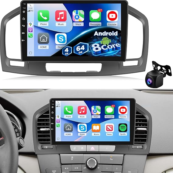 [Qualcomm 8 Core 4+64G] Car Radio for Buick Regal 2009-2013/Opel Insignia 2008-2013 - 9 Inch 1280*720 Touchscreen Android Car Stereo - Wireless Carplay and Android Auto/DSP/GPS/SWC + AHD Backup Camera
