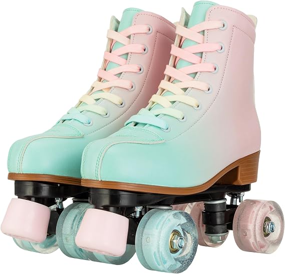 Comeon Roller Skates for Women PU Leather Roller Skates High-Top Leather for Beginners Teens for Woman,Girls and Boys,Adult