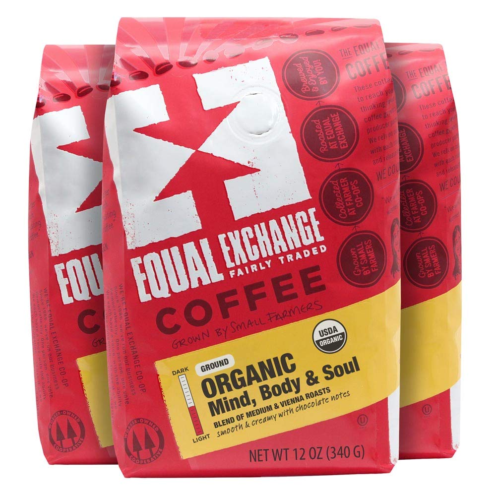 Equal Exchange Organic Coffee, Mind Body Soul, Ground, 12-Ounce Bag