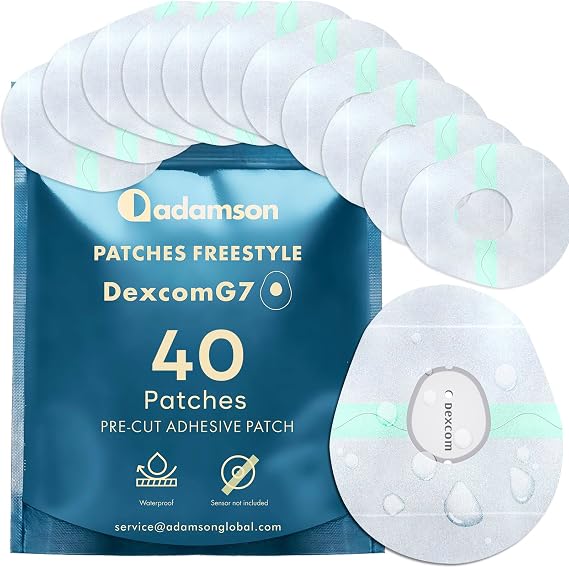 Adamson G7 Patches 40 x Adhesive Patches for Dexcom G7 Waterproof, Transparent, Long-Lasting, No Glue on Center, Non-Irritating, Easy to Apply and Remove Ideal for Sports, Swimming, and Daily Use