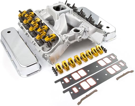 Top End Engine Combo Kit Compatible with Big Block Chevy 396/402/427/454/496/502 - Solid Flat Cam, Matched Heads, Lifters, Pushrods, Springs, Gaskets - Bolt-On Power