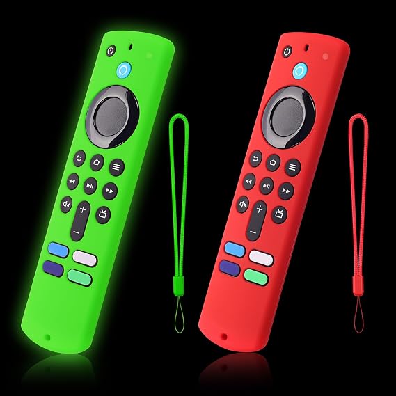 2-Pack Remote Cover for Fire TV Stick 4K Select, 4K Plus, 3rd, Green & Red