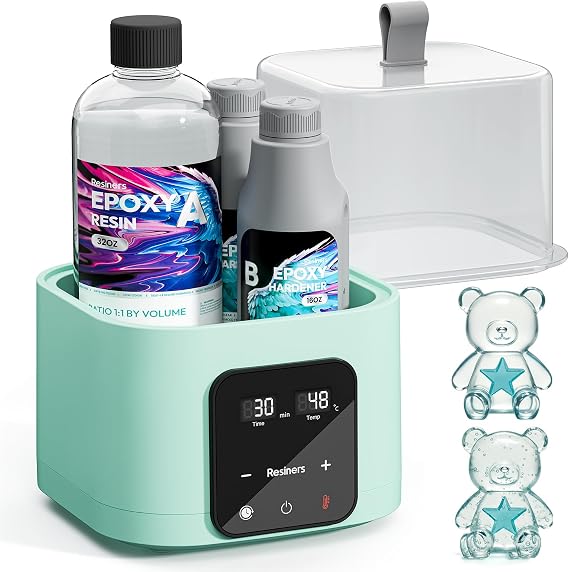Resiners AirWarm Auto Resin Preheater for 8/16/32/64oz Epoxy UV Resin | Thins Viscosity & Reduce Bubbles, Intelligent Accurate Temperature & Time Control, Large Capacity Multifunctional Warmer