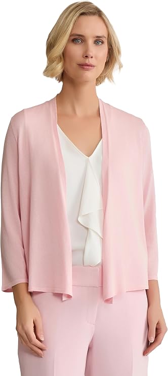 Kasper Women's 3/4 Sleeve Open Front Cardigan Sweater