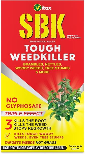 Vitax SBK Brushwood Killer Tough Weedkiller Concentrate – Kills Weeds Down to the Roots, Ideal for Brambles, Nettles, Dock, Woody Weeds, Tree Stumps & Hardwood (500ml)