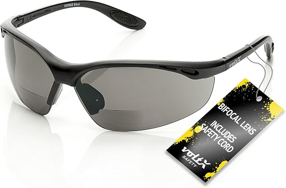 voltX CONSTRUCTOR, Bifocal Safety Glasses, +1.0 Smoke Lens & Cord