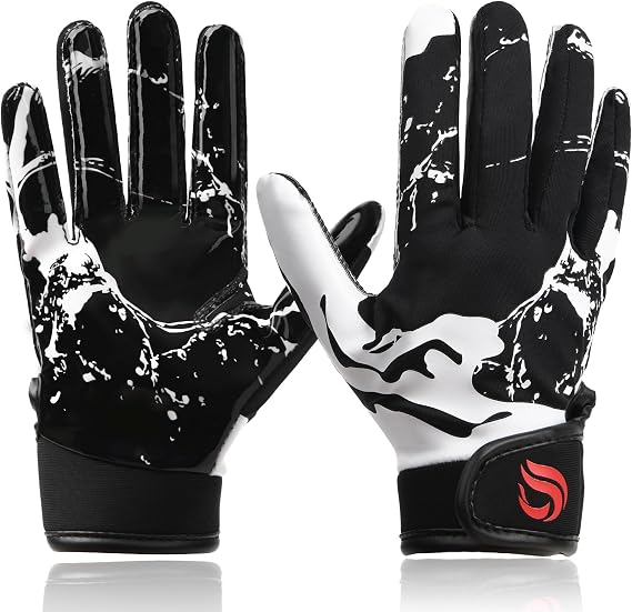 Goporoy Youth Football Gloves for Kids Excellent Grip Football Receiver Gloves