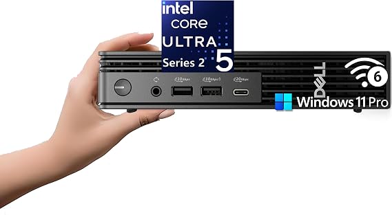 Dell Pro Micro Plus Desktop AI PC, Mini Bussiness Computer 14-Core Intel Ultra 5 235T up to 5.0GHz, 13 Tops NPU, 16GB DDR5 RAM, 1TB PCIe SSD, Wi-Fi 6 Bluetooth, Supports 4 Monitors, Windows 11 Pro