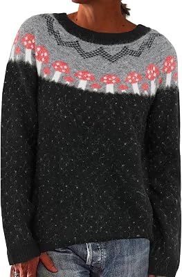 Womens Fair Isle Sweaters Fall Winter Trendy Vintage Sweater Seniors Crewneck Knit Wool Pullover Tops 2025