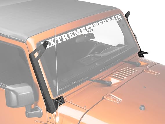 Raxiom 50-Inch LED Light Bar Windshield Mount with Auxiliary Bracket Compatible for 07-18 Jeep Wrangler JK