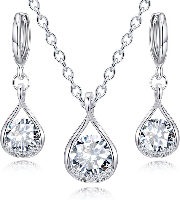 IFKM Silver Jewelry Sets For Women Rhinestone Pearl Crystal CZ Choker Necklace Earrings Bracelets Set For Bridal Bridesmaid Accessories Wedding Prom Anniversary Birthday Gifts