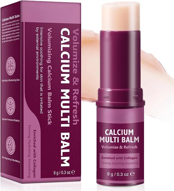 Calcium Volume Multi Balm, Calcium Multi Balm Stick, Anti-Wrinkle Collagen Moisturizing Stick with Collagen & Vitamin D,Hydrating, Firming Skin,Suitable for Eyes, Neck, Face, Skincare for Hydrating