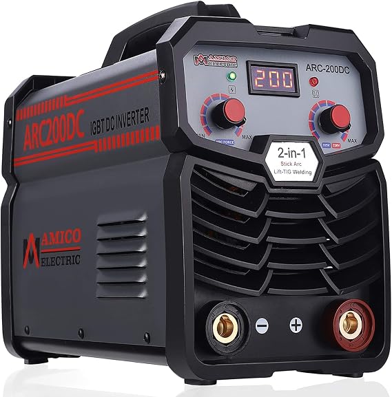 ARC-200DC, 200 Amp Stick Arc Lift-TIG Combo Welder, 80% Duty Cycle, 100-250V Wide Voltage, Use all electrodes: E6010 E6011 E6013 E7014 E7018 etc.