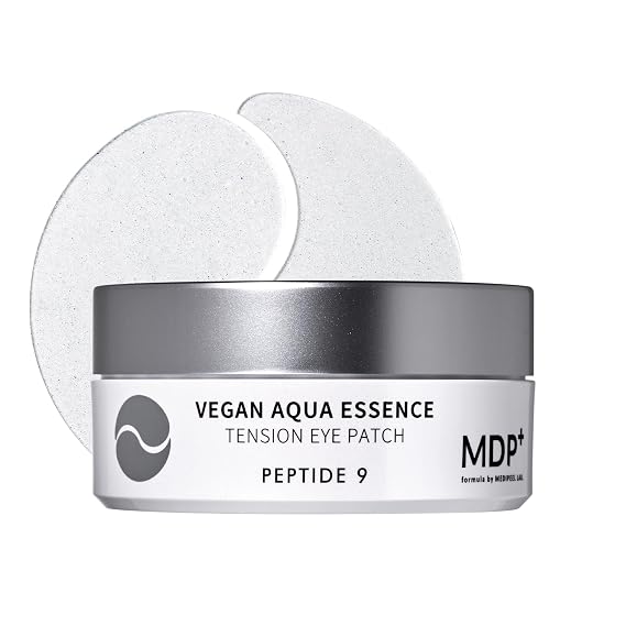 MDP+ Peptide 9 Vegan Aqua Essence Tension Eye Patch | Niacinamide, Eye Mask 3.38 Oz/1.6gx60ea, Hyaluronic Acid, Wrinkle Care, Under Eye Mask, Puffy Eyes, Hydrating Treatment