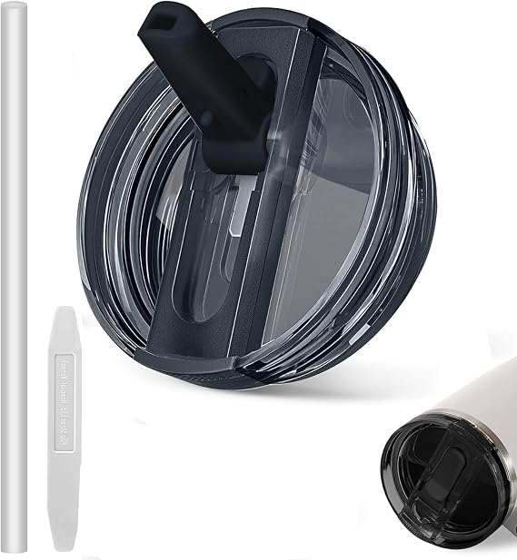 40oz Leakproof Lids for Stanley Cup - Tumbler Detachable Flip Straw Lid,Lids Replacement for Stanley Cups,Travel Cup Accessories,Set with Cover,Straw,Non Spill Lid, Detachable Tool (Black-1PCS)