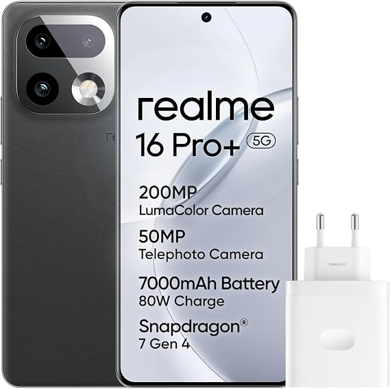 realme Smartphone 16 Pro+ 5G 256GB 8GB Master Grey INT+NFC RMX5131 EU AMZ