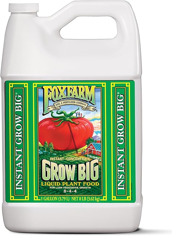 FoxFarm Grow Big Liquid Plant Food - 6-4-4 House Plant Fertilizer for Lush Vegetative Growth, Fast Nutrient Uptake for Roses, Tomatoes & Veggies - Gallon Size Concentrate