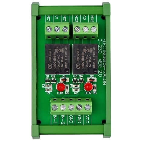 Electronics-Salon DIN Rail Mount 2 SPDT 10Amp Power Relay Interface Module, DC 12V Version.
