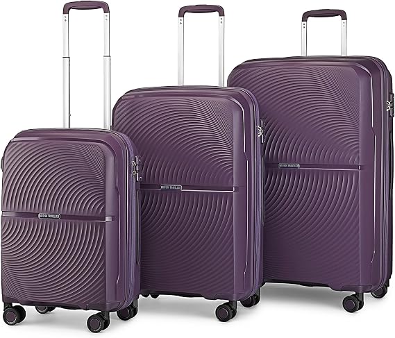 British Traveller Suitcase Set of 3 Large Suitcase Lightweight Checked in Suitcase with 4 Spinner Wheels TSA Lock 20" 24" 28"