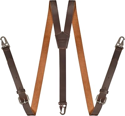 LEATHER VILLAGE Leather Suspenders for Men & Women Adjustable Y-Back Braces with Snaps Vintage Classic Style for Any Occasion